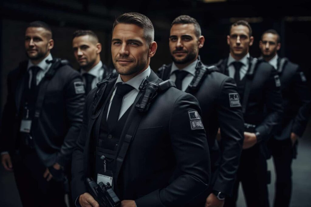 Sicherheitsdienst Langenhagen mit mehreren Einsatzkräften in Uniform.